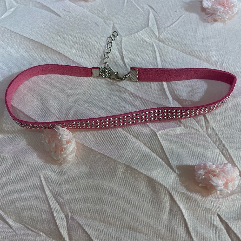Pink bedazzled choker